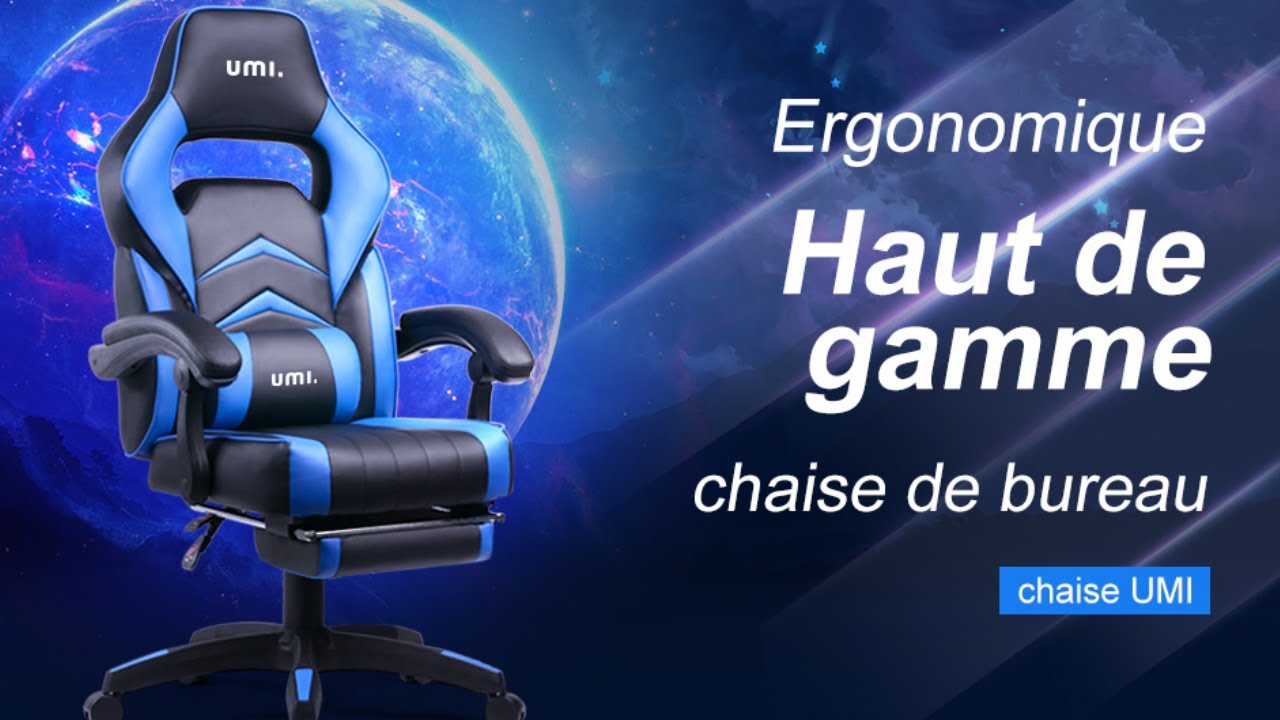 UMI Essentials Ergonomic Office Chair Gaming Chair with Footrest - YouTube
