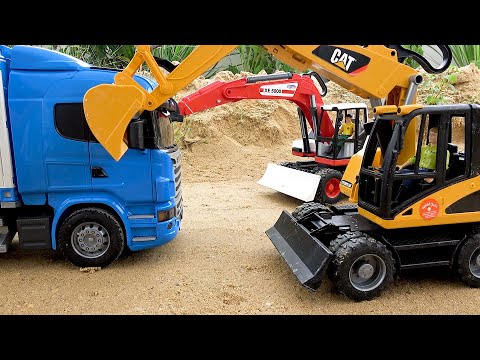 有趣的挖土機、自卸卡車、卡車 |大玩具車的故事