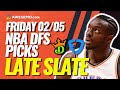 NBA DFS LATE SLATE PICKS: DRAFTKINGS & FANDUEL LINEUPS & LATE NEWS | FRIDAY 2/5/21