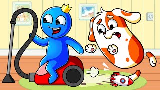 RAINBOW FRIENDS, HOO DOO n BLUE RACED with THE VACUUM CLEANER?! | Rainbow Friends 3 Animation