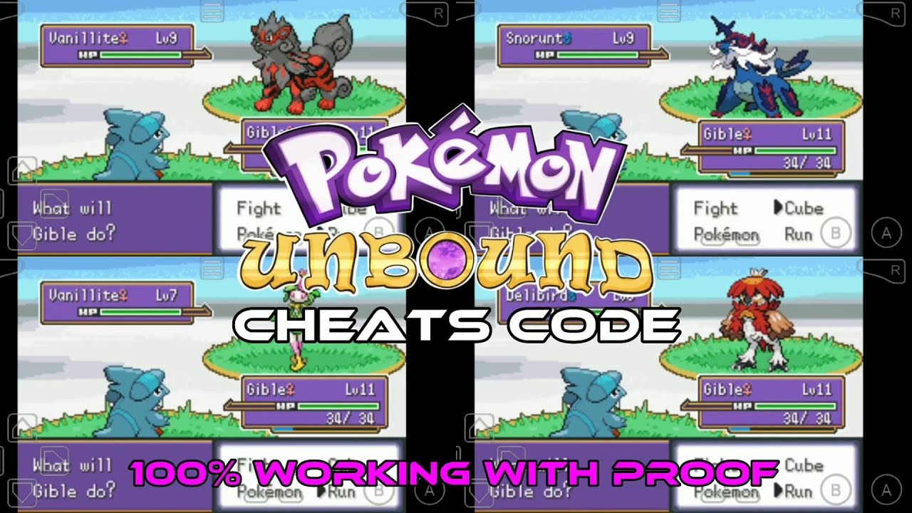 Pokemon Unbound latest version cheat code 100 working with proof