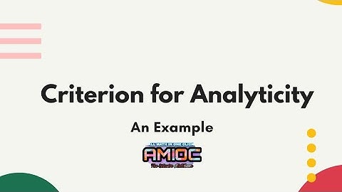 Criterion for Analyticity, An Example
