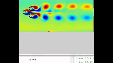 Lattice Boltzmann modeling, flow over cylinders at spacing ratio of 2.5 and Reynolds number of 100