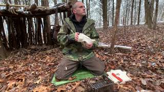 Cowboy Coffee | Snowy Day Hike with Fire Build | Survival Shelter Visit