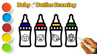 How to draw Baby 🍼 Bottles 🍾 for Kids ,Toddlers | Kids drawing easy