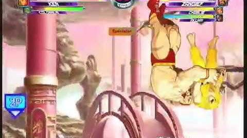 MvC2: Zangief Crossup 2x Throw 100% Sequence by Tenderloin