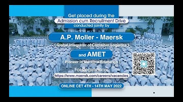 Admission cum Recruitment Drive by MAERSK | Last date to apply 12th may  | 2022 - 2023 |
