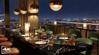 4K Sweetie Luxury Rooftop Jazz Smooth Piano Lounge With Den Lights & Deep Serenity