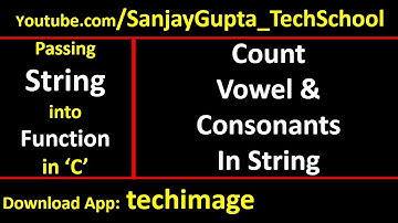 Count vowel and consonants in a string by passing string into function in C programming language