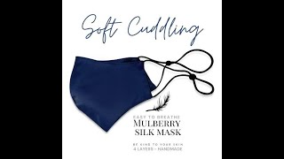 BLUE NAVY - Handmade Mulberry Silk Face Mask - Adjustable Knotted Soft Elastic - Reusable, Washable