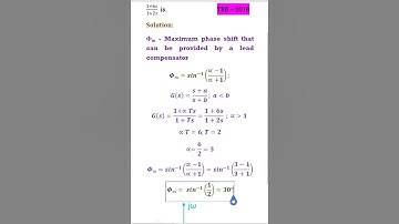 The maximum phase shift | lead compensator | TRB - EEE -2016 Control system @pbeee2417
