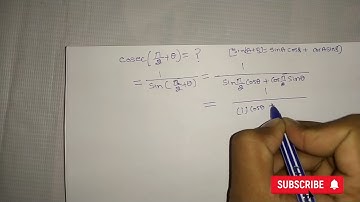 Solve cosec(pi/2+theta) | cosec pi/2 + x formula, csc (pi/2 +x) | Find value cosec pi by 2 + x