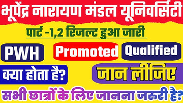 BNMU Result || PWH || Promoted || Qualified || Fail || Pending || Promote का मतलब क्या होता है?