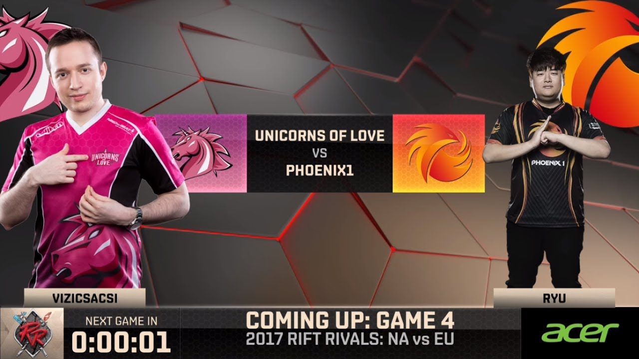 [2017 Rift Rivals EU-NA] D1 G4 - P1 vs UOL - League of Legends - Phoenix 1 vs Unicorns of Love