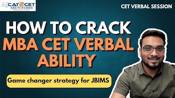 CET Verbal Ability | Verbal is a Game Changer for JBIMS | How to crack MBA CET Verbal