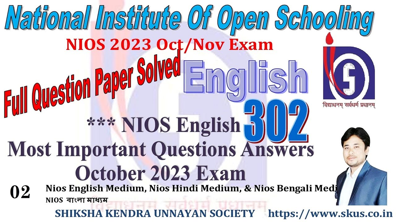 Nios English 302 Most Important Questions Answers  02 | 2023 exam |  