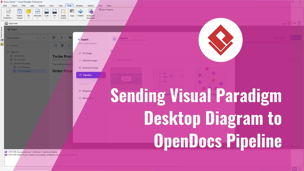 Sending diagrams from Visual Paradigm Desktop to OpenDocs Pipeline ...
