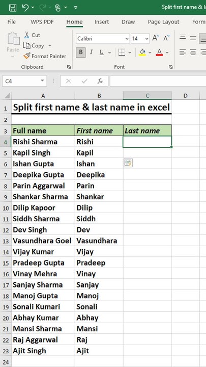 Split first name & last name in excel #exceltutorial #exceltips # ...