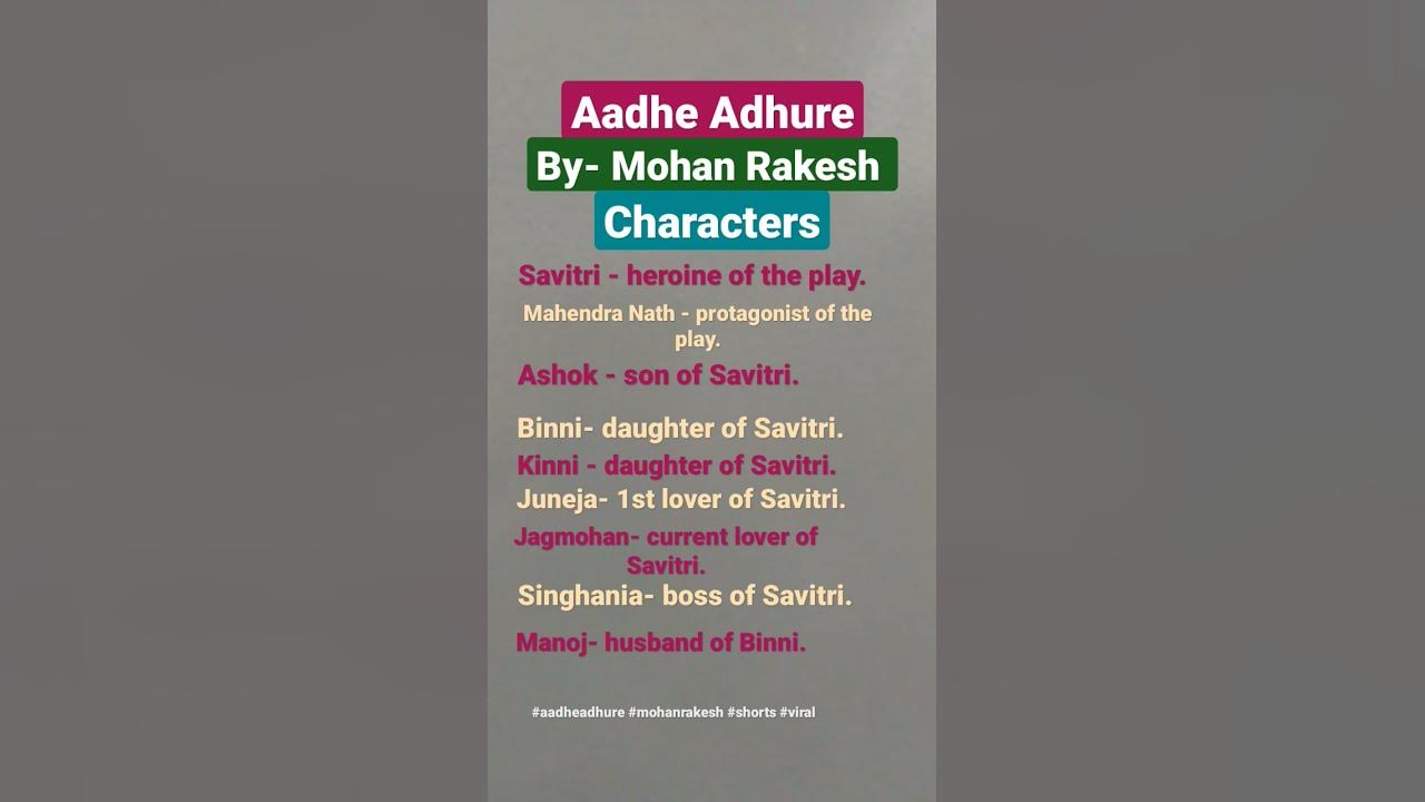 aadhe-adhure-by-mohan-rakesh-l-characters-l-english-by-chhavi-sir-youtube