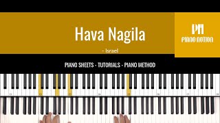 Video thumbnail of "Hava Nagila - Bar-mitzvah (Sheet Music - Piano Solo Tutorial - Piano Notion Method Book 3)"