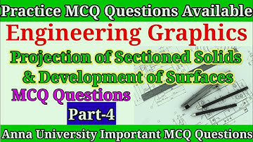 Engineering Graphics| Projection of Sectioned Solids & Development of Surfaces| MCQ questions Part-4