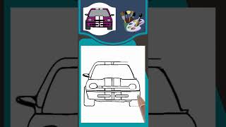 Cartoon Car Drawing (Front View) #shorts