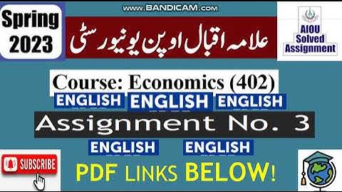 ⏩ AIOU Code 402 Solved Assignment No.3 Spring 2023 || Subject: Economics (English) | Level: BA/B.Com