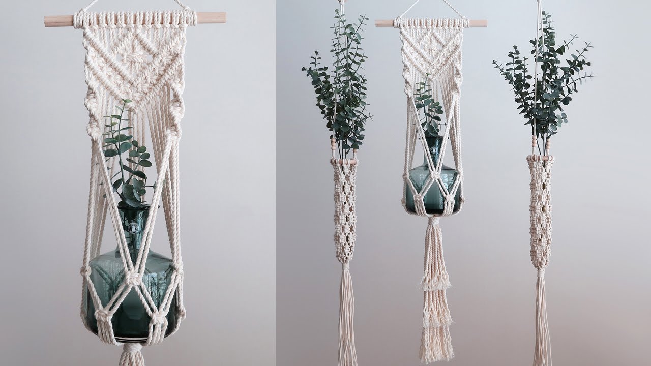 [SUB] DIY Macrame Plant hanger tutorial | 마크라메 화분 행잉 만들기