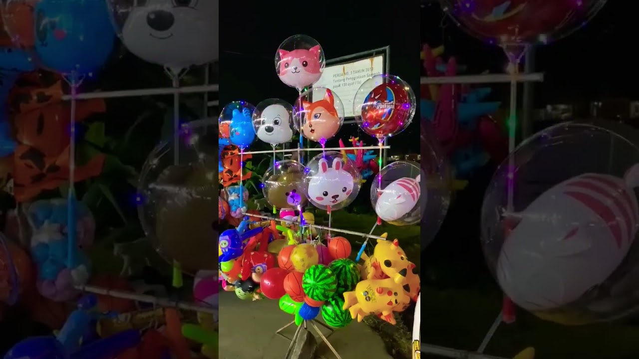 balon stik menyala hewan anjing putih hidung hitam lucu