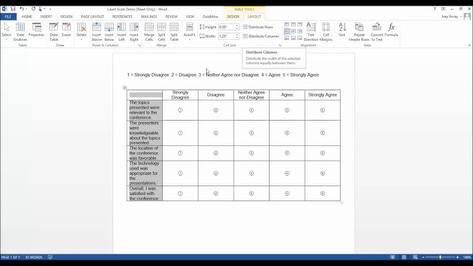 Creating A Likert Scale With Bubble Answer Options In Microsoft Word Youtube