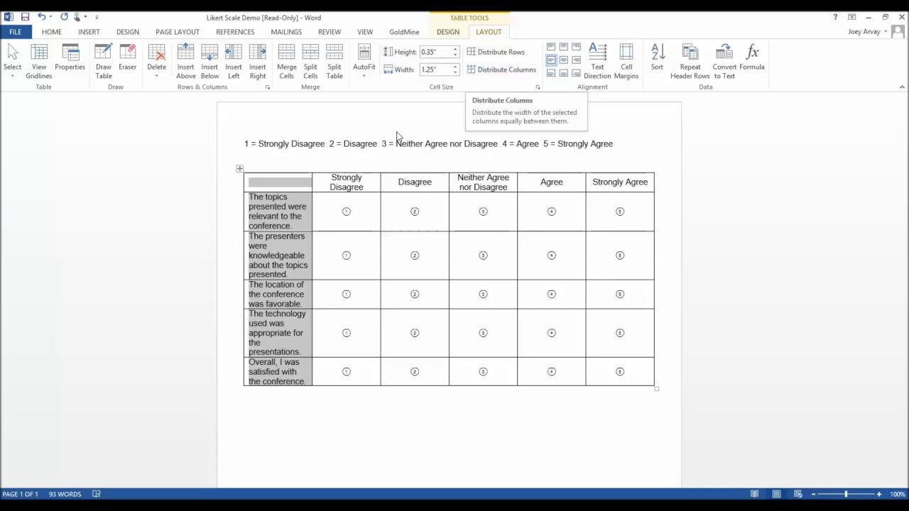 Creating a Likert Scale with bubble answer options in ...