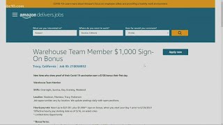 Amazon is hiring locally with up to $1,000 in sign-on bonuses