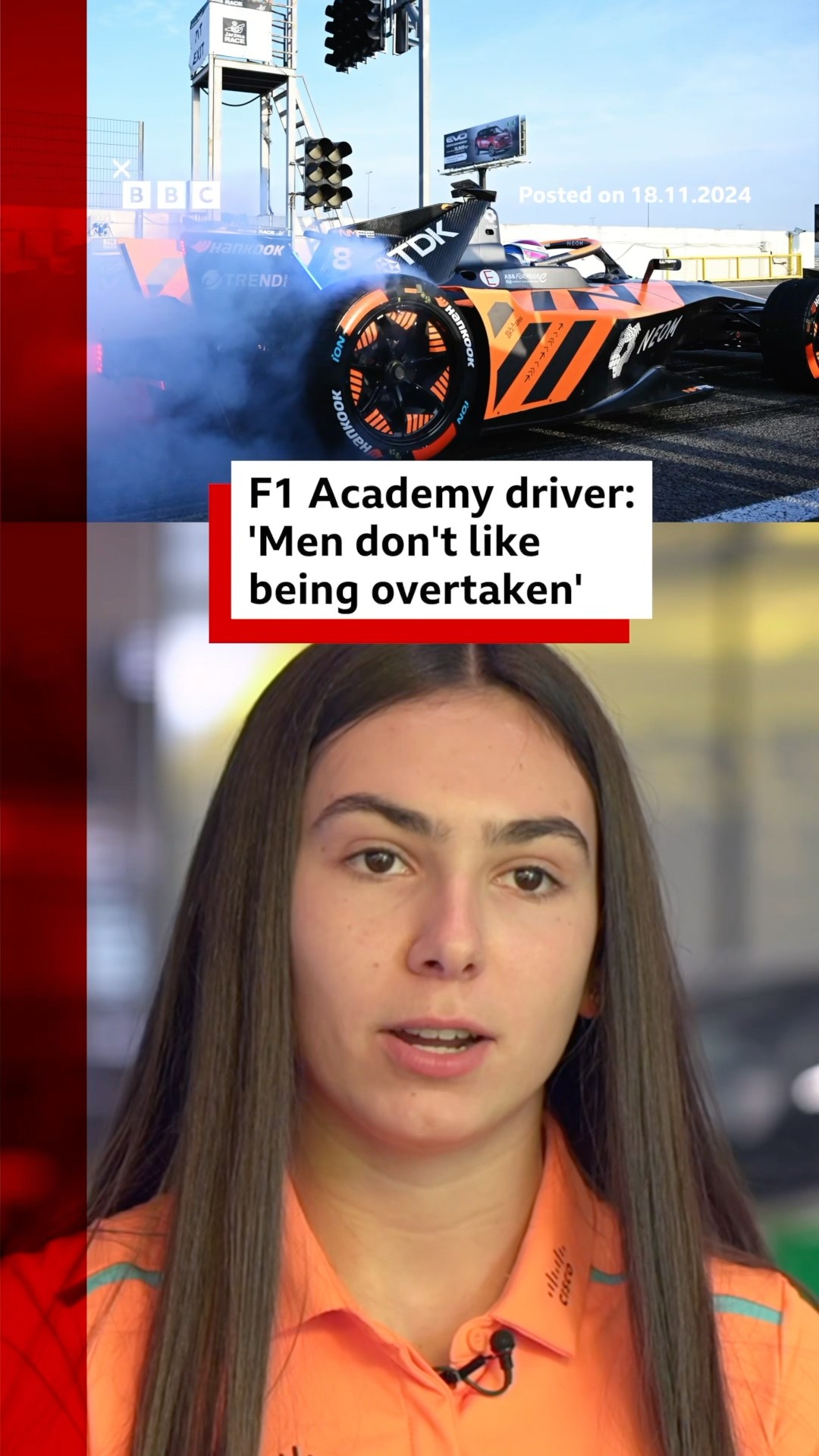 F1 Academy driver: 'Men don't like being overtaken'. #F1 #Racing #BBCNews