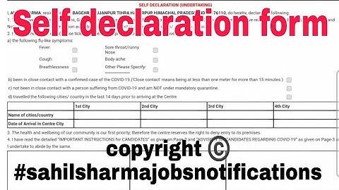 How to fill self declaration form for jee main|how to fill jee mains admit card 2022|non aadhar form