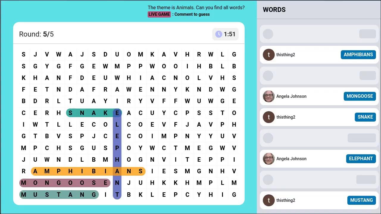 Word Search Live - Animals