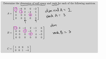 Linear Algebra: finding dim null A and rank of a matrix