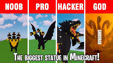 Minecraft battle: NOOB vs PRO vs HACKER vs GOD: BUILDING KING GHIDORAH in Minecraft