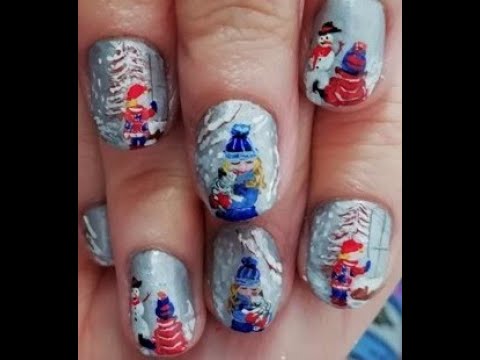 Snowy kids nails