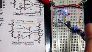 Inverting Comparator Op Amp Ic Lm358 Operational Amplifier Leds