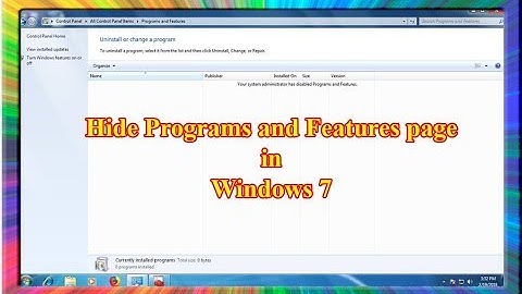 how to hide installed programs from programs and features in control panel