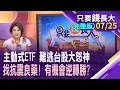 主動式ETF也難逃台股大怒神 有機會逆轉勝?主動ETF操作心態 該跟著追漲.殺跌?主動ETF換股不明顯 腳麻走不動or就是長線看好?【20260725只要錢長大(完整版)*鄭明娟(盧昱衡×王仲麟)】