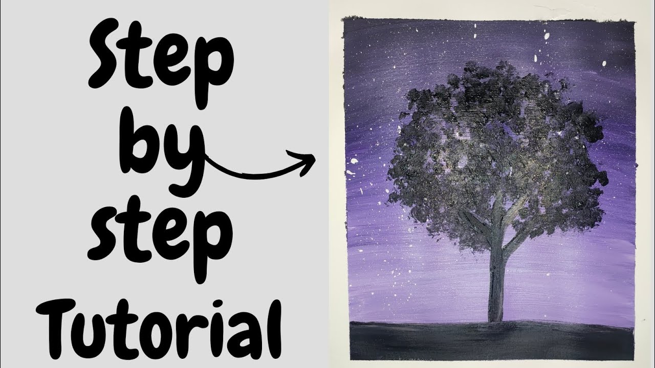 Easy Night Sky for Beginners  Acrylic Painting Tutorial Step by Step 