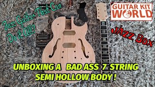 GUITAR KIT WORLD  7  String Semi Hollow  Body  Guitar  UNBOXING