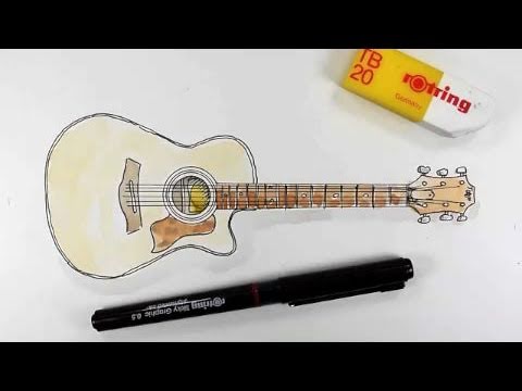 How to draw a Taylor 414ce Acoustic Guitar