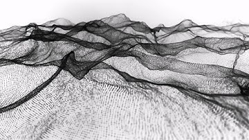 Cybernetic Waves Technological Black Particles in Motion Abstract Animation on White Background