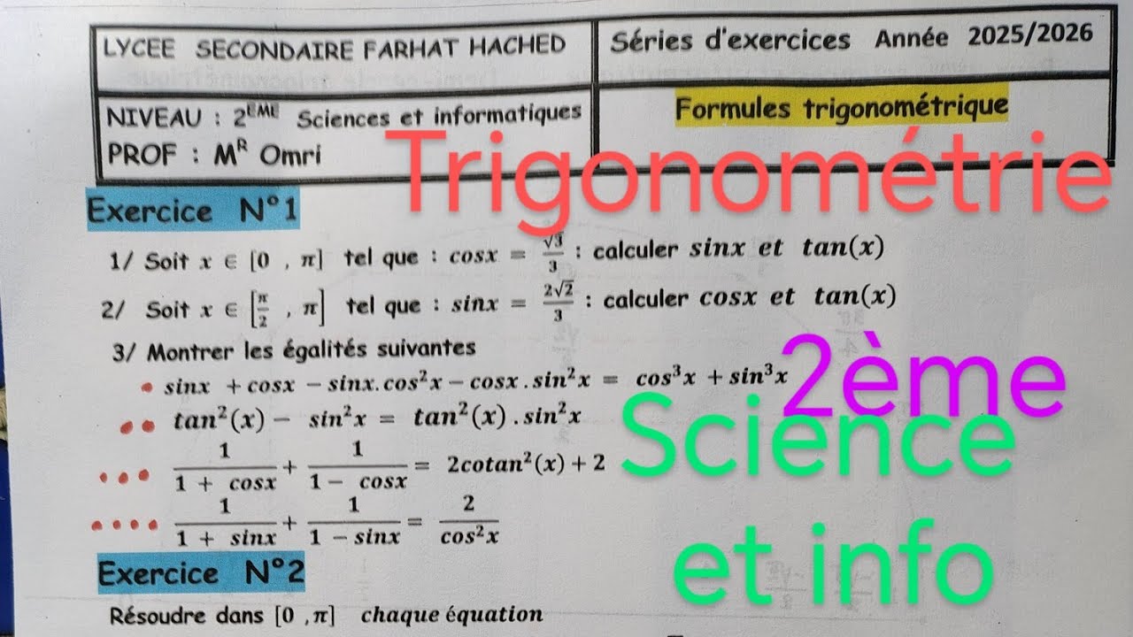 2éme science et informatique Partie 1 trigonométrie 