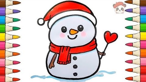 สอนวาดรูประบายสีตุ๊กตาหิมะง่ายๆ