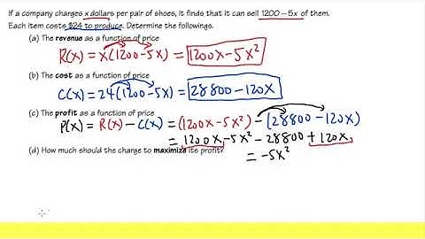 How to solve a quadratic equation word problem involving revenue, cost and profit