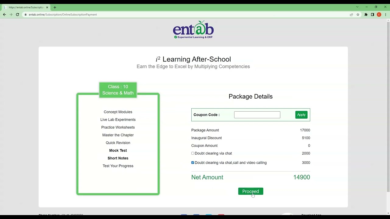 Payment tutorial | Entab Experiential Learning App | How to subscribe