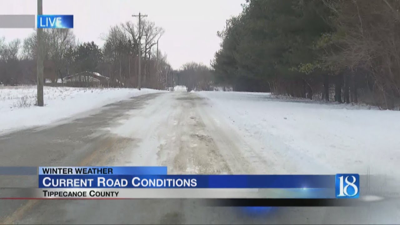WLFI LIVE: Compacted snow creating slick spots on county roads - YouTube